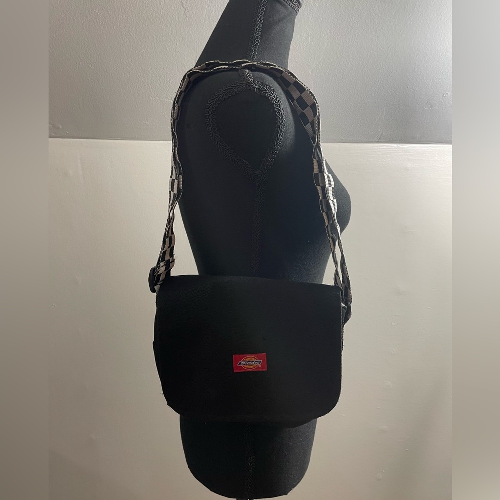 Dickies Black Mini Bag with Checkered Strap
